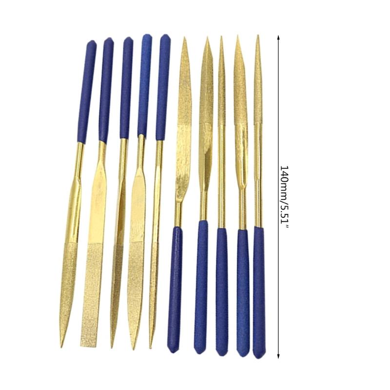 10Piece Mini Diamond Needle File Set for Metal, Deburring,and Fine Grinding Durable and Versatile Tool Square Flat Shape