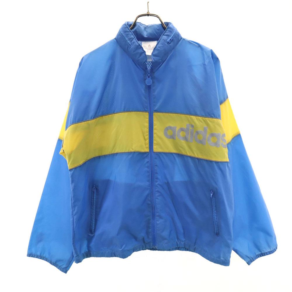 Adidas 80s 90s Old Two-tone Color Windbreaker Blue Hooded Men's Used