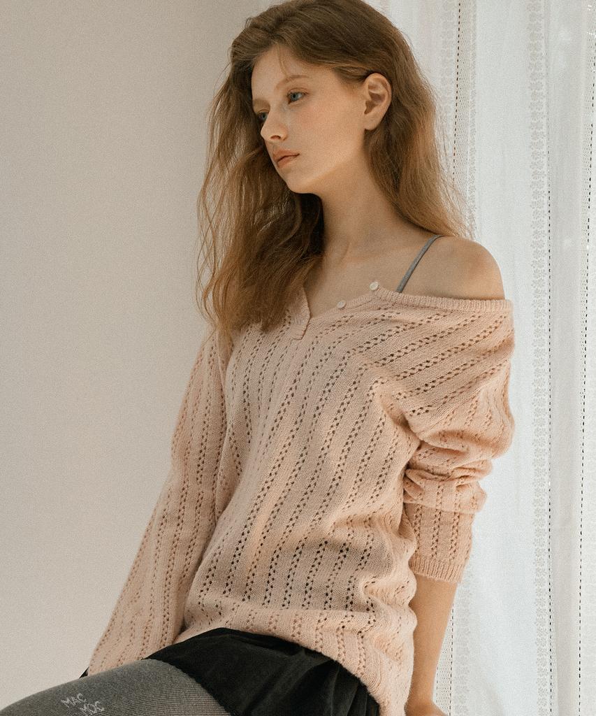 LETTER FROM MOON Blake Wool Knit Dress (Pink)