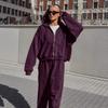 Europäisches und amerikanisches Streetwear lila Sport-Kapuzenpullover-Set Damen 1116 Herbst- und Winter-Modejacke Hose Zweiteiler-Set