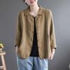 Women's Cotton Linen Long Sve  Thin Versatile Sun Protection Anti-Aging Sli Design Casual Loose Fit Pure Color