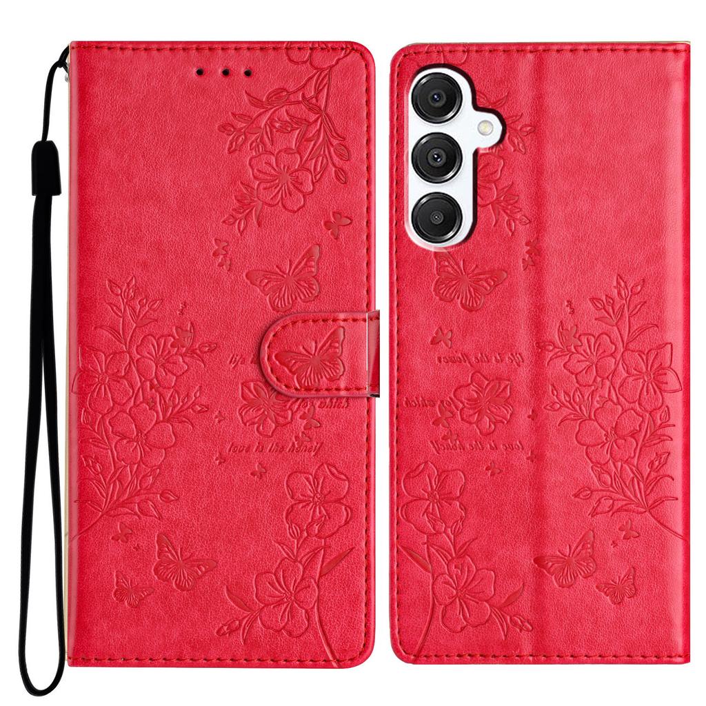 For Samsung Galaxy A56 5G Wallet Phone Case Butterfly Floral Imprint Leather Flip Cover