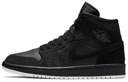 Jordan Women's Black 1 Mid Glitter Bq6472-001 Cm