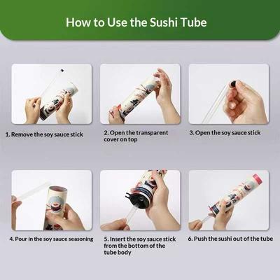 Round Sushi Push Box Wich Sauce Straw Food Grade Sushi Mold Cone Push Up Paper Bucket Package Paper Box Bento Accessories