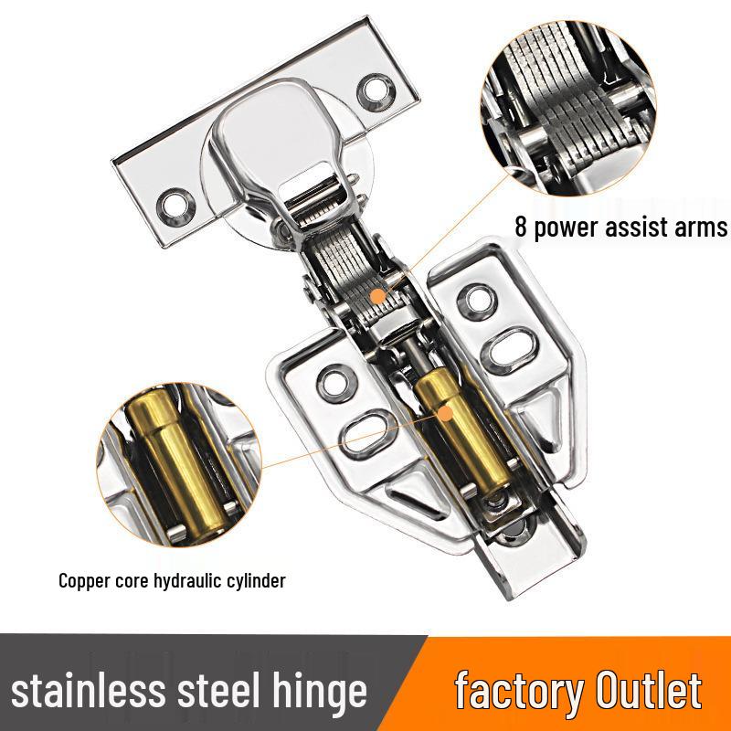 304 Stainless Steel Hydraulic Door Hinge with Damping Buffer and Spring Mechanism