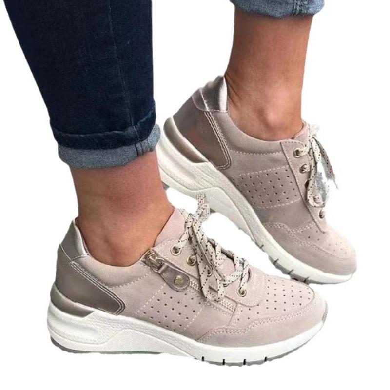 Spring new large size 4 fashion casual women's single shoes sports shoes lace-up thick sole large size women's shoes