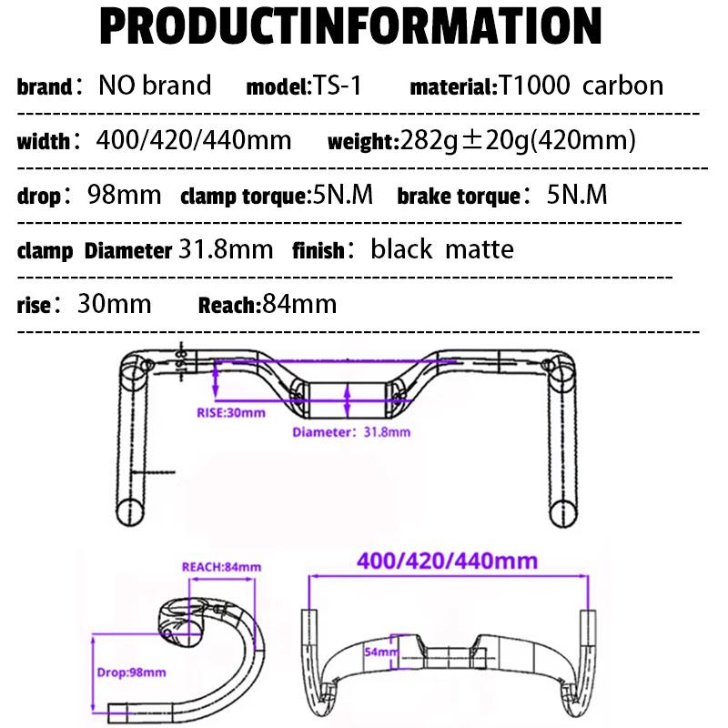Bicycle handlebar T1000 full carbon fiber lift road handlebar raised 30mm gravel track internal routing design