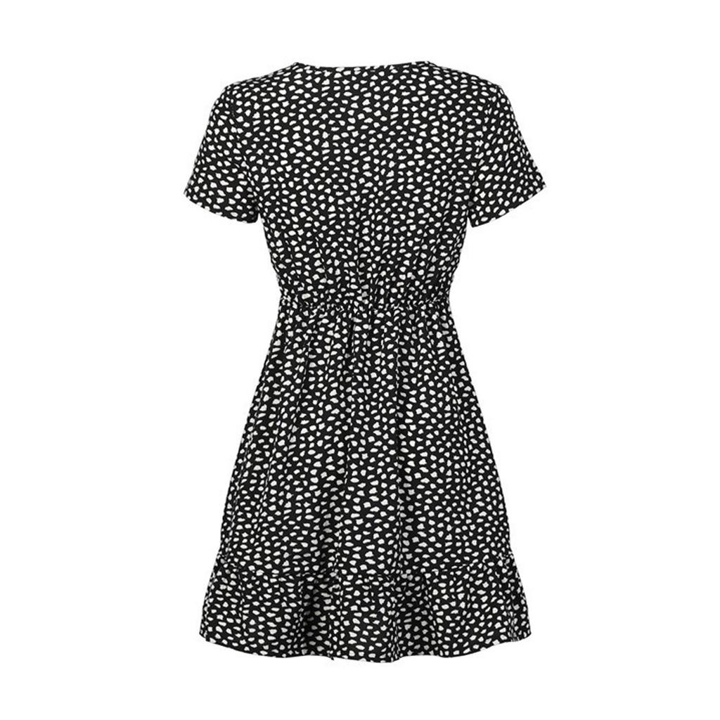 Women's Casual Fashion V-Neck Floral Print Short Sleeve Patry Dress