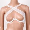 Womens Sheer Mesh Lingerie Straps Crisscross 1/4 Cups Underwired Bra Top
