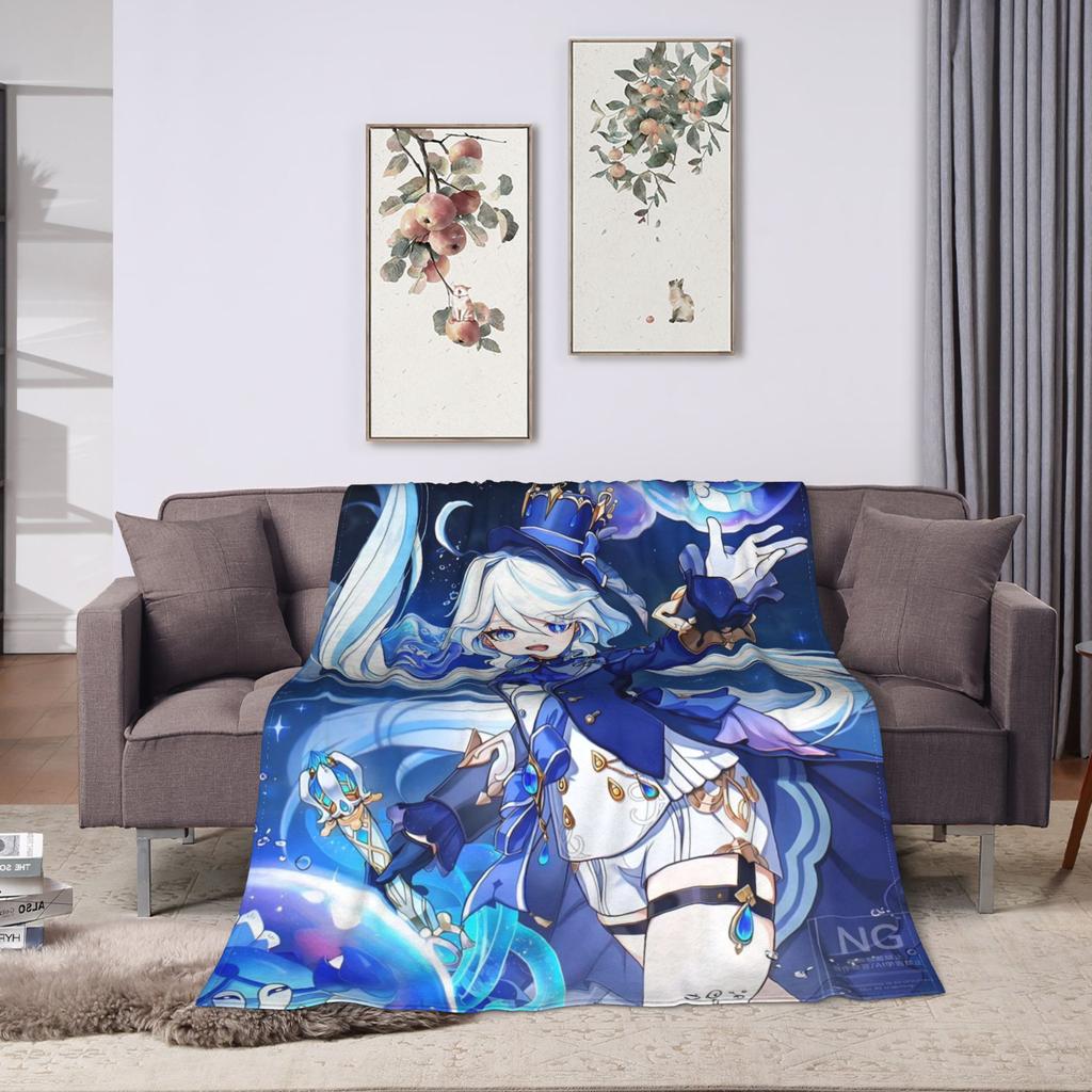 Furina Genshin Impact Spiel Decken Flanell Winter Multifunktion Ultra-Weiche Überwurfdecken für Sofa Reise Teppich Stück