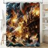 Adventure-themed Shower Curtain Featuring Epic Sea Battle with Pirate Ships, Perfect for Adding a Touch of Excitement To Your Ba