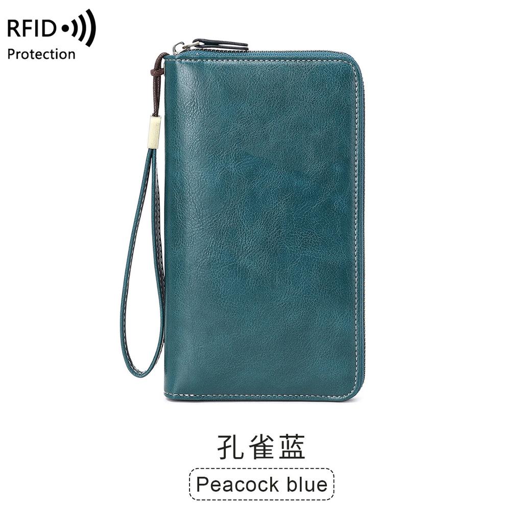 New anti-theft brush women's wallet large capacity clutch bag retro multi-card long wallet