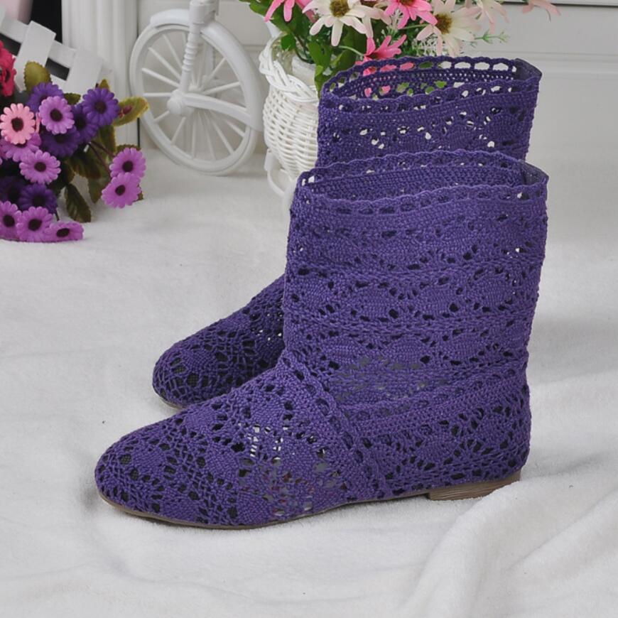 2025 Hollow Boots Shoes Breathable Knit Line Mesh Fashion High Help Summer Women's Boots High To Help Women's Shoes 11 Colors