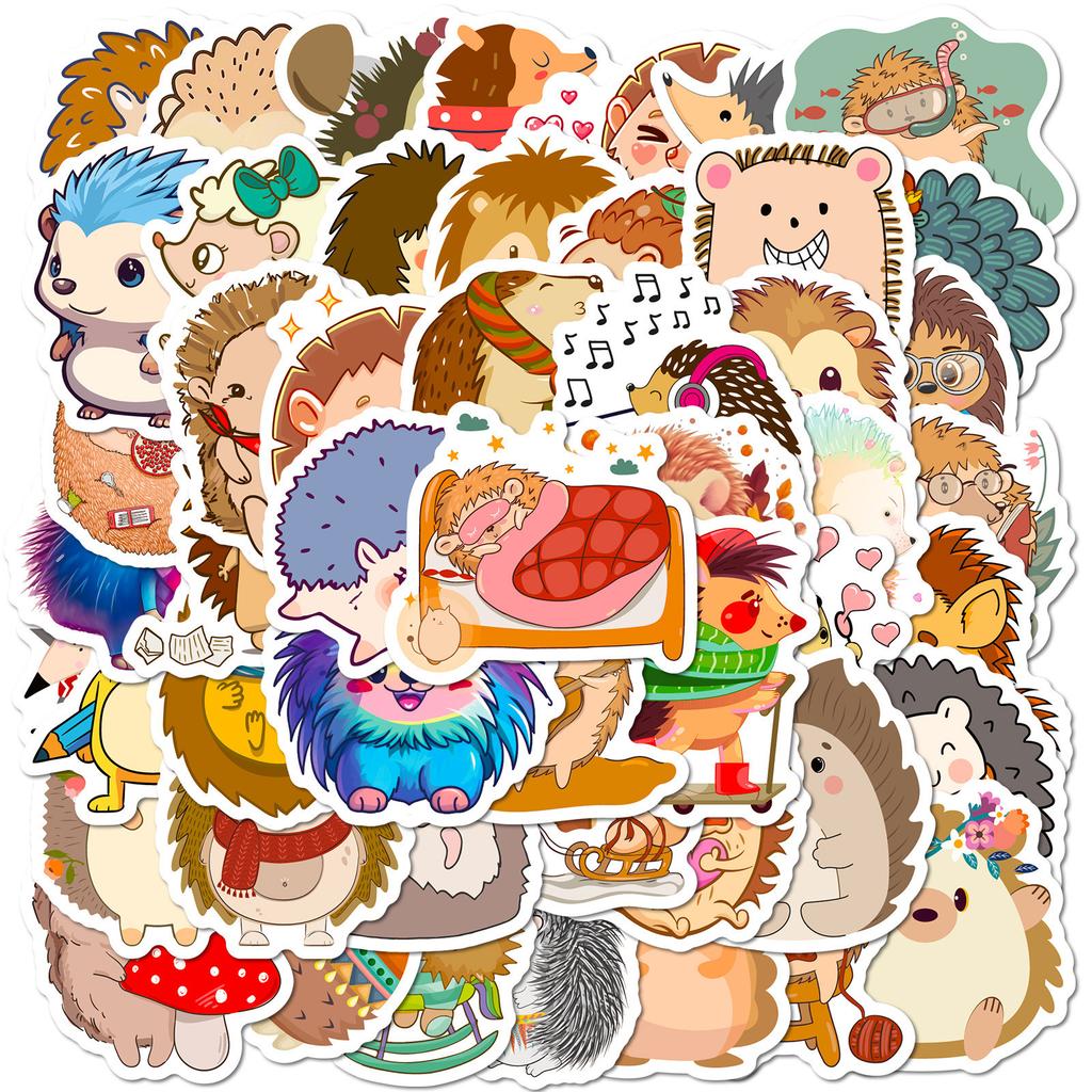 50 Gray Hedgehog Stickers Cartoon Cute Creative Small Animal Hedgehog Stickers Training Class Gift Gifts