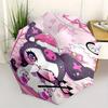 Kuromi Automatic Folding Umbrella-Simple 8-Rib Design, Bright Cartoon Pattern, Durable Iron Frame, Suitable For Travel, Outdoor, Beach-Cute