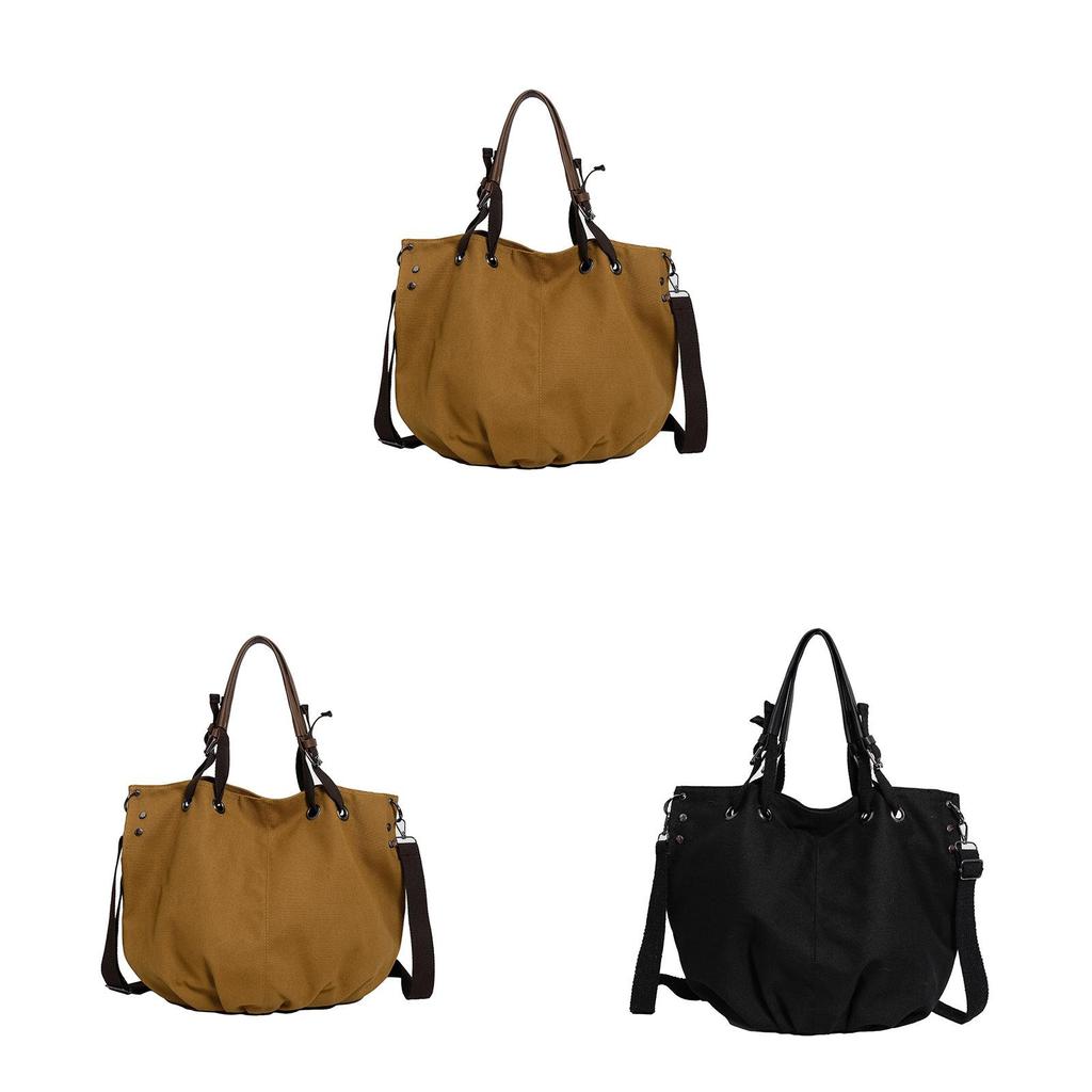 Retro Japanese Canvas Shoulder Bag Large Capacity With Inner Pockets For Students And Work