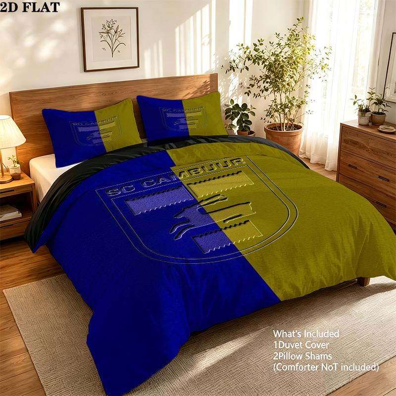 Sc Cambuur Pattern Bedding uilt Set uilt Cover Pillowcase Home Decoration Birthday Gift (1 * duvet cover + 2 * pillowcase without core)