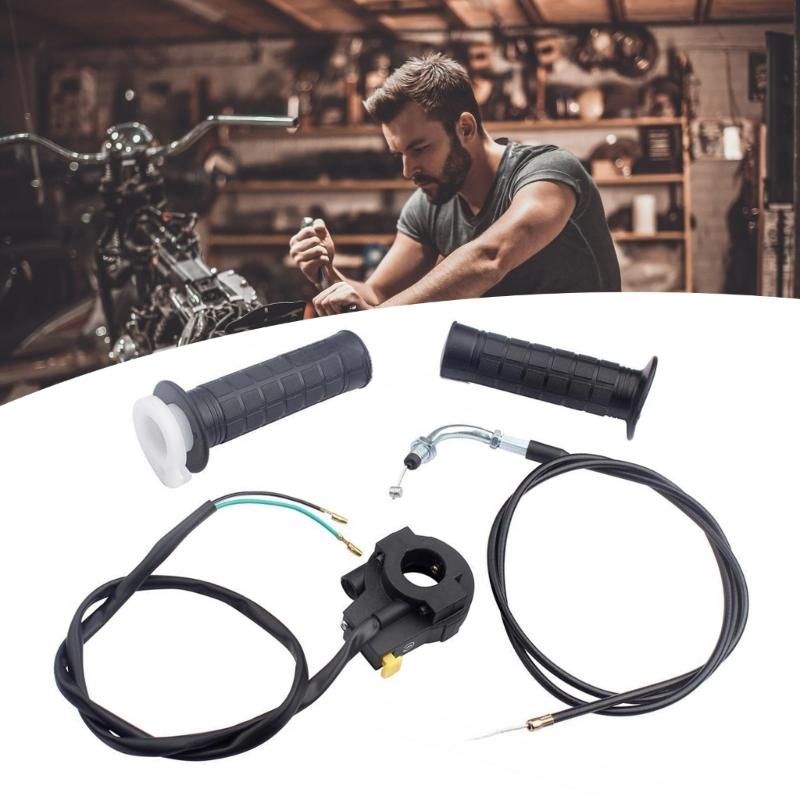 Throttle Line Accelerator Handle Grips for 2 Strokes Engine 60/50cc Mini Bike 22mm Twist Throttle Grips Cable Assembly