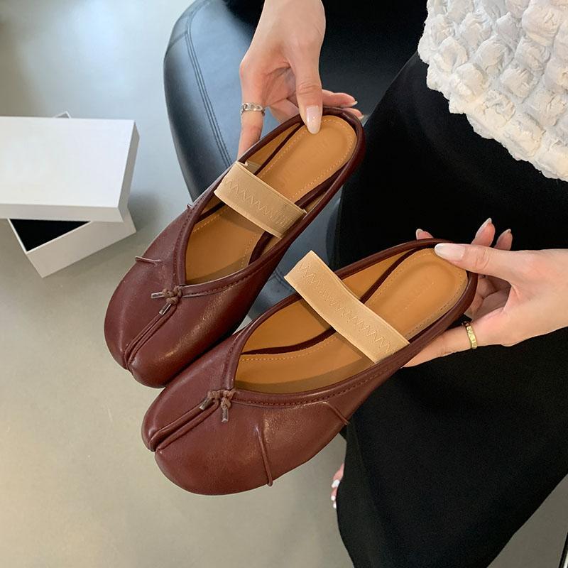 Fashion Female Soft Footwear Flats Ladies Mary Janes Shoes Shallow Strange Toe Fashion Elastic Band Women Flats Slides Shoes Mules