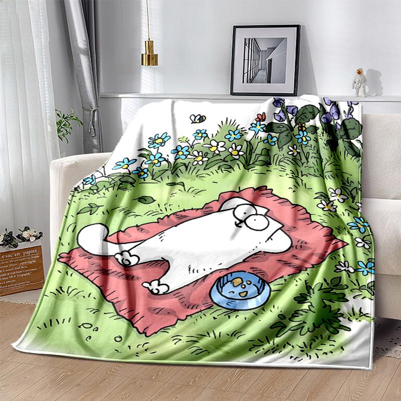 Simon's Cat Flannel Blanket Soft Warm All-Season Throw, Design for Camping, Car Travel, Hiking Sofa, Bed, Office Perfect Gift for Parties