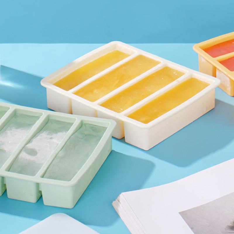 Bandeja de Hielo Larga para Verano, Bandeja de Cubitos de Hielo de Silicona de Grado Alimenticio, Suministros para Hacer Hielo, Cubitos de Hielo para Café Frío