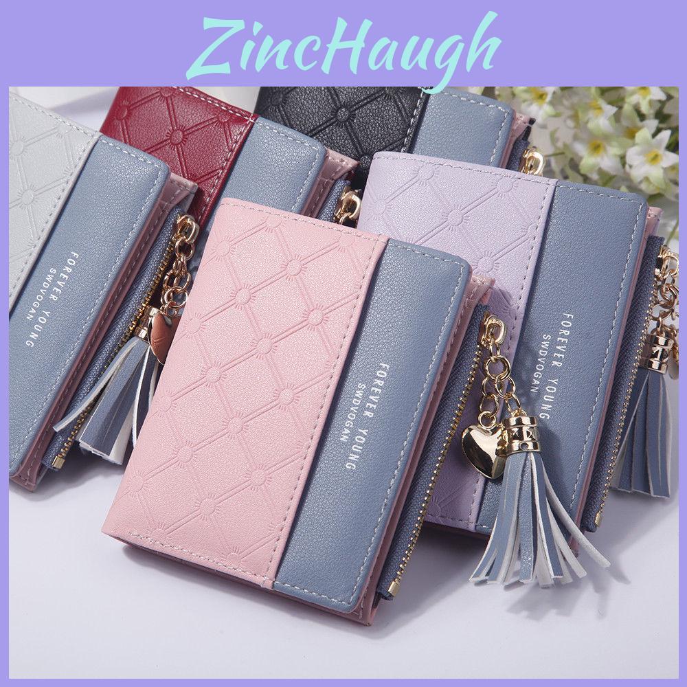 Chic Fashion Women Short Wallets In Pu Leather With Stylish Tassel Zipper And Card Holder