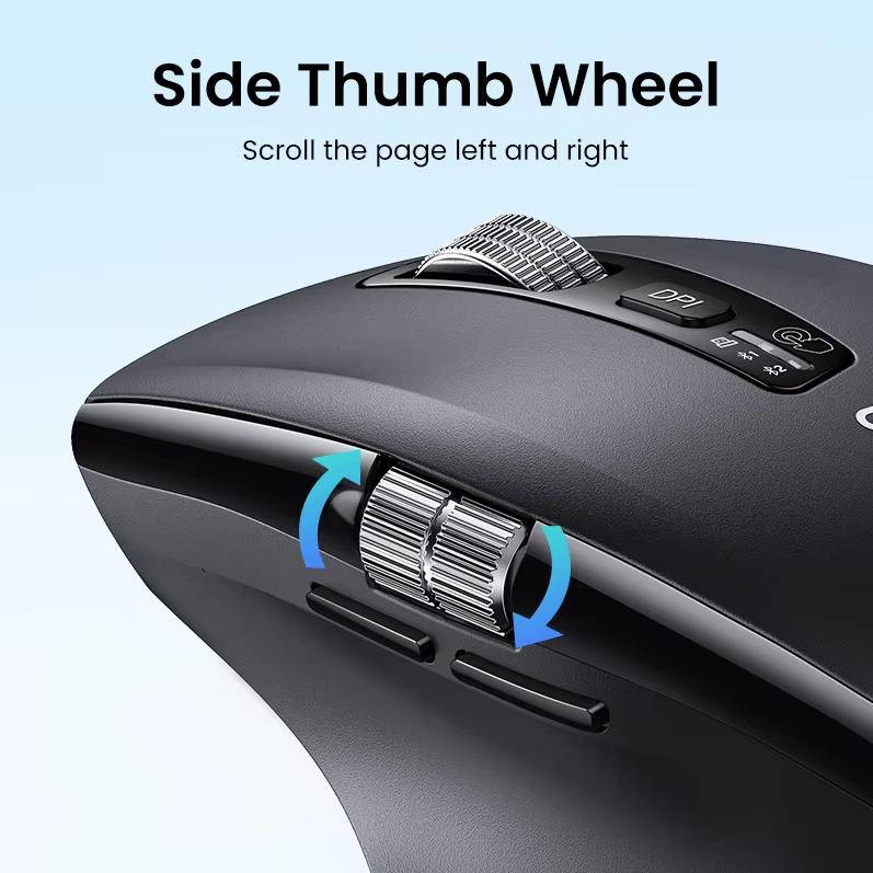 Ugreen Wireless Bluetooth Dual-mode Mouse, Light Tone Office Large Hand Mouse, Dual Wheel Ergonomic Electromagnetic Wheel+lateral Wheel