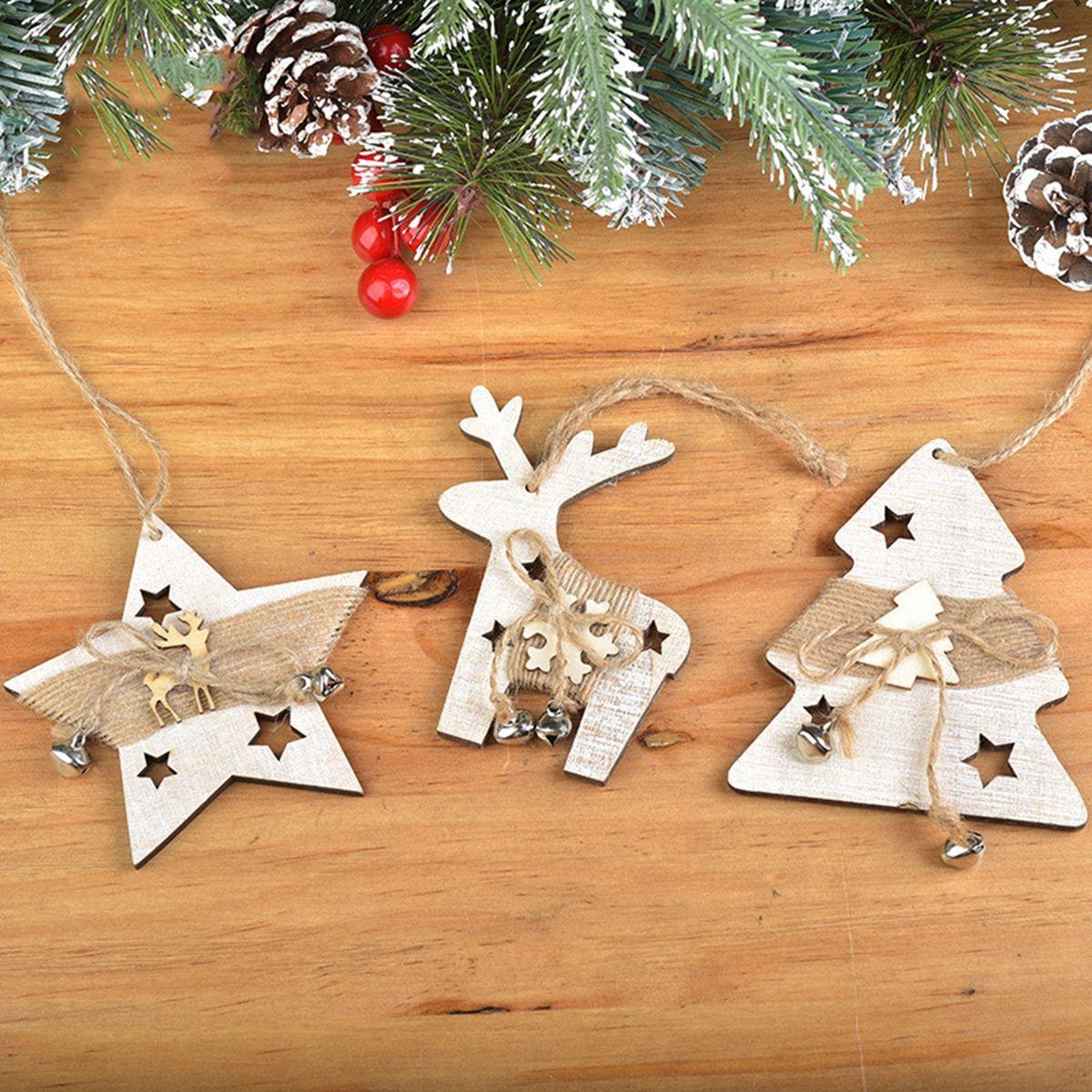 

Домашний декор Подвесные деревянные елочные украшения ручной работы Подвески Декор из мешковины Украшения для вечеринок