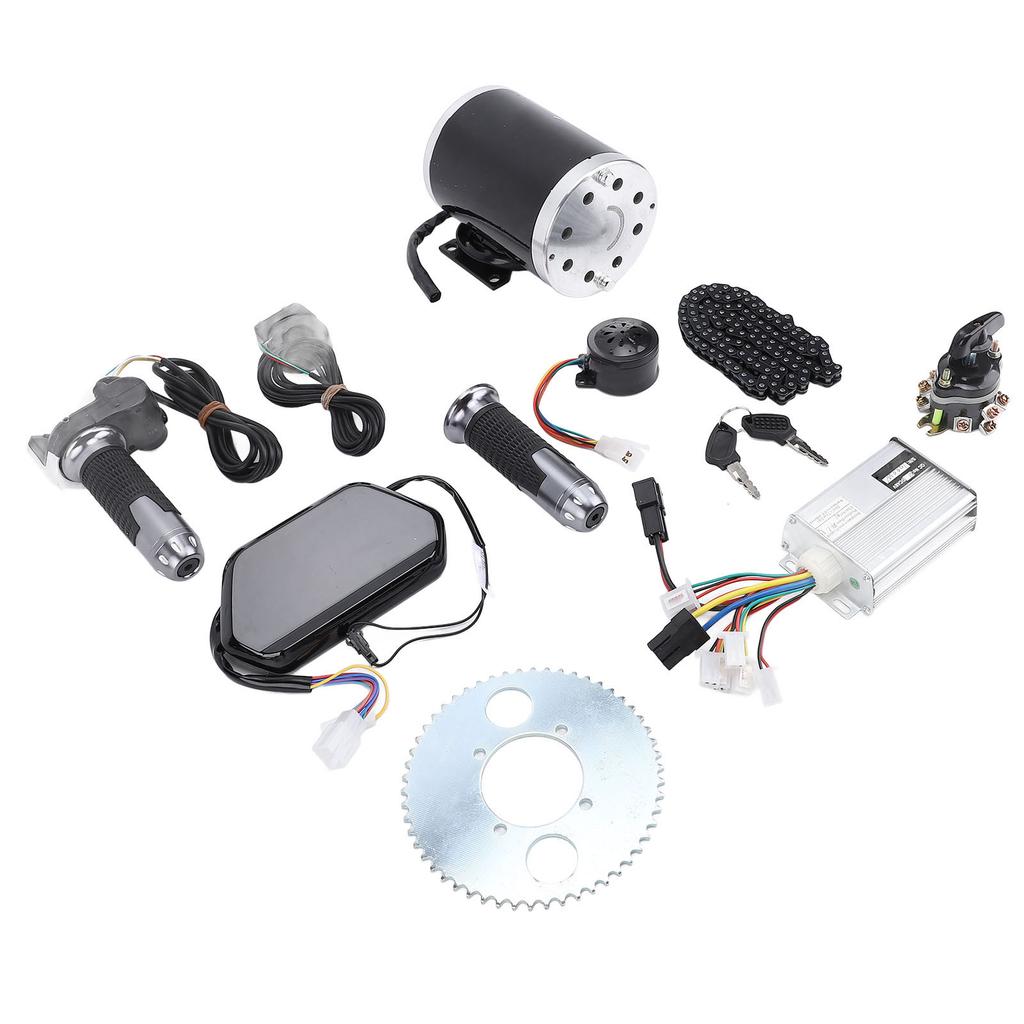 48V 1000W Electric Brushed Motor Kit Direct Current DIY Brushed Motor Controller Display with Sprocket Chain Throttle