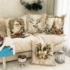 4-Piece Santa Claus Reindeer Tree Bow Pillowcase Set, Vintage Gold And White Comfortable Soft Decorative Cushion Covers