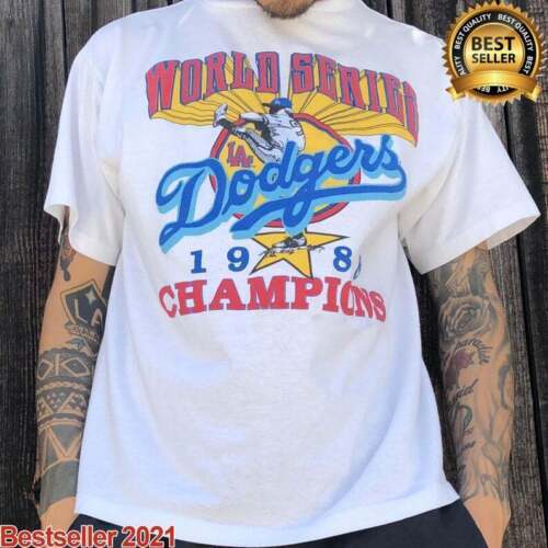 26 90s rare MLB Los Angeles Dodgers World Series Remake T shirt classic HN0197 Unisex T-Shirt L