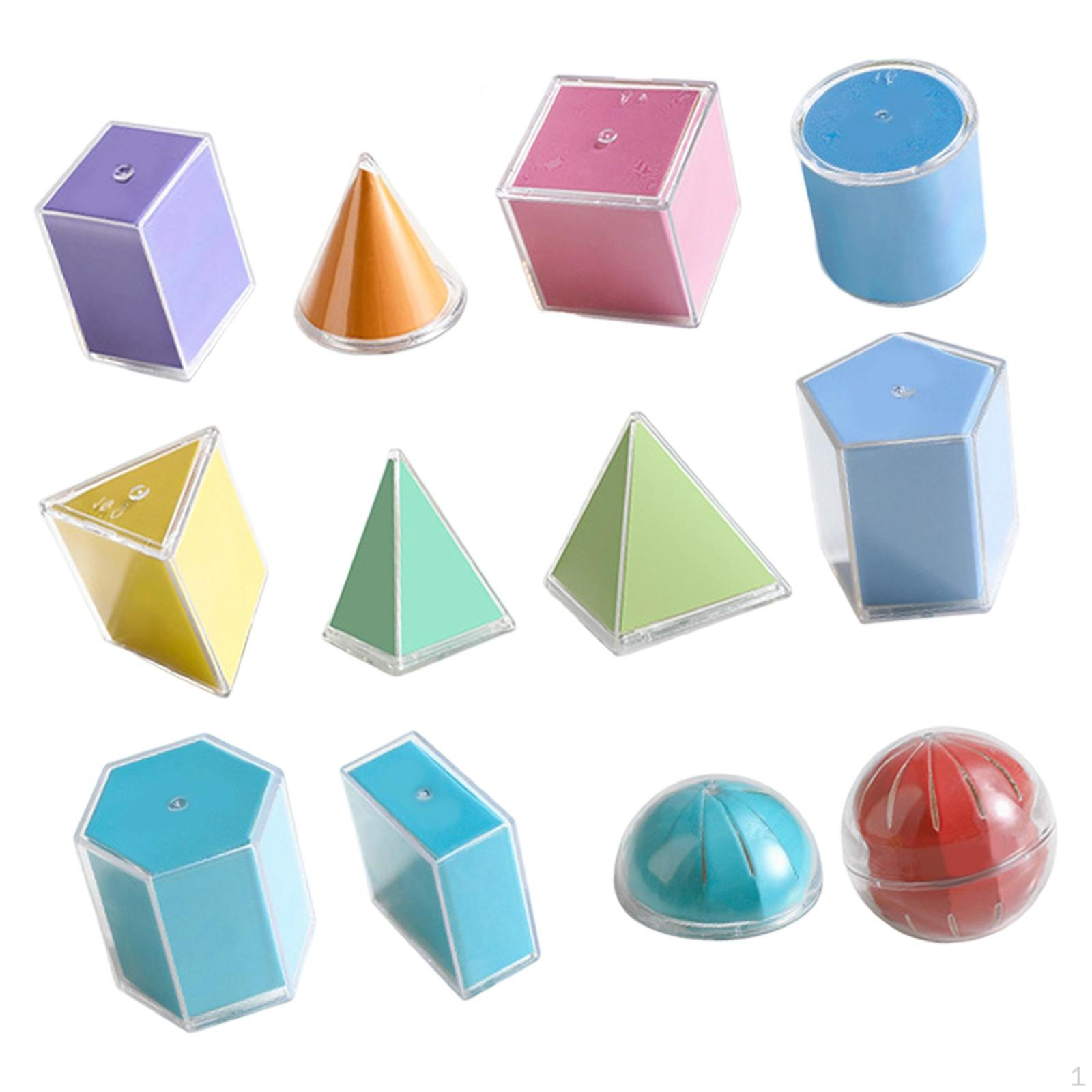 

12Pcs Geometric Shapes Blocks Teacher Aids Boys Girls Math Games Practical Reusable Shape