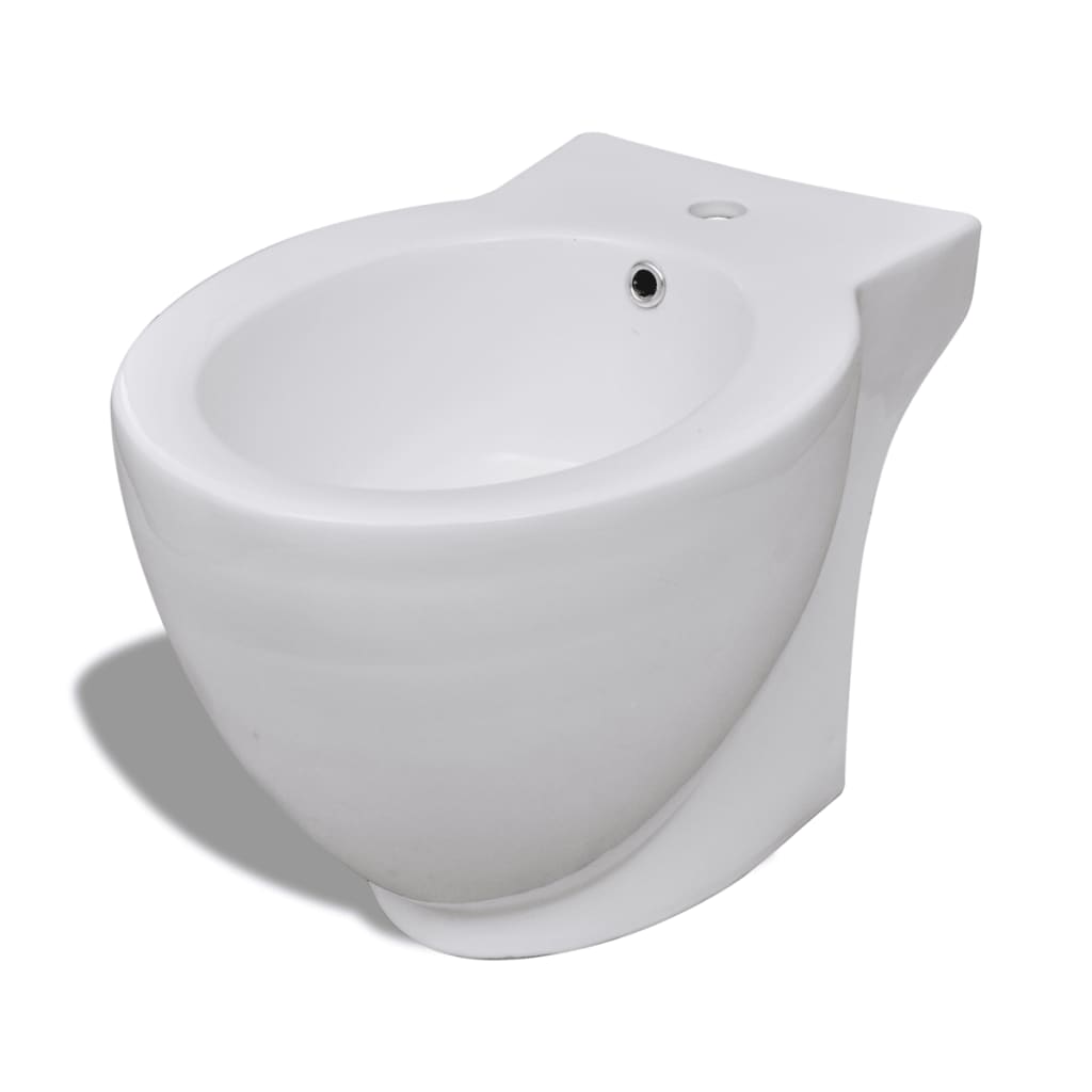Suporte de Bidé Redondo Autoportante Cerâmica Branca Premium