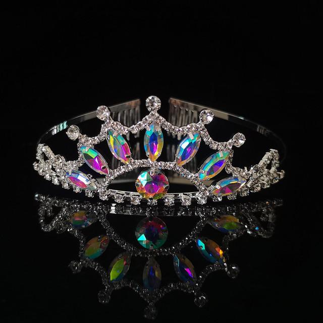 New Colorful Crystal Crown Wedding Bridal Women 'S Hair Accessories For Girls Birthday Fashion Headdress Bride Tiara Clip