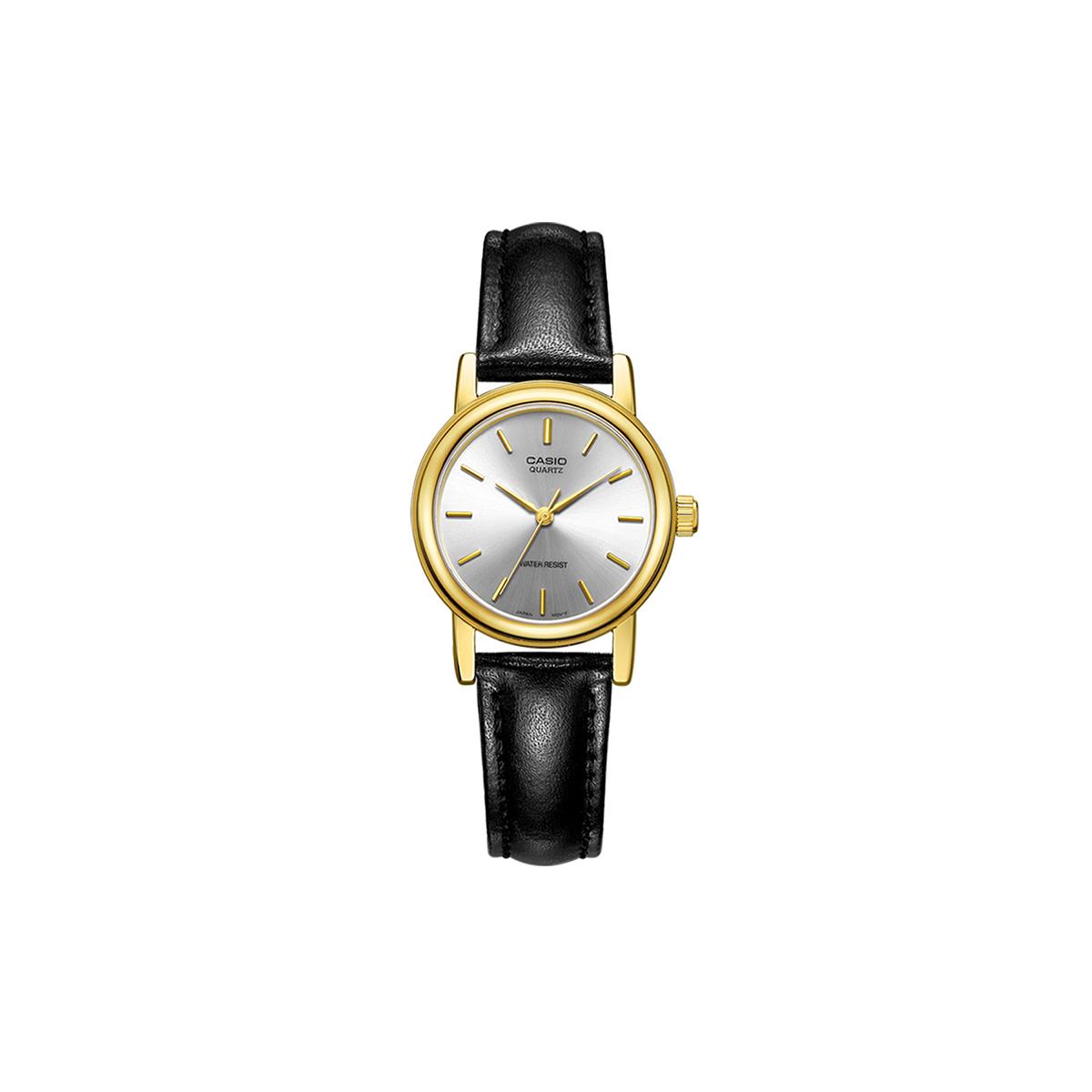 CASIO Women s Standard Series Gold Watch LTP-1095Q-7A LTP-1095Q-7A Silver Dial Black Strap