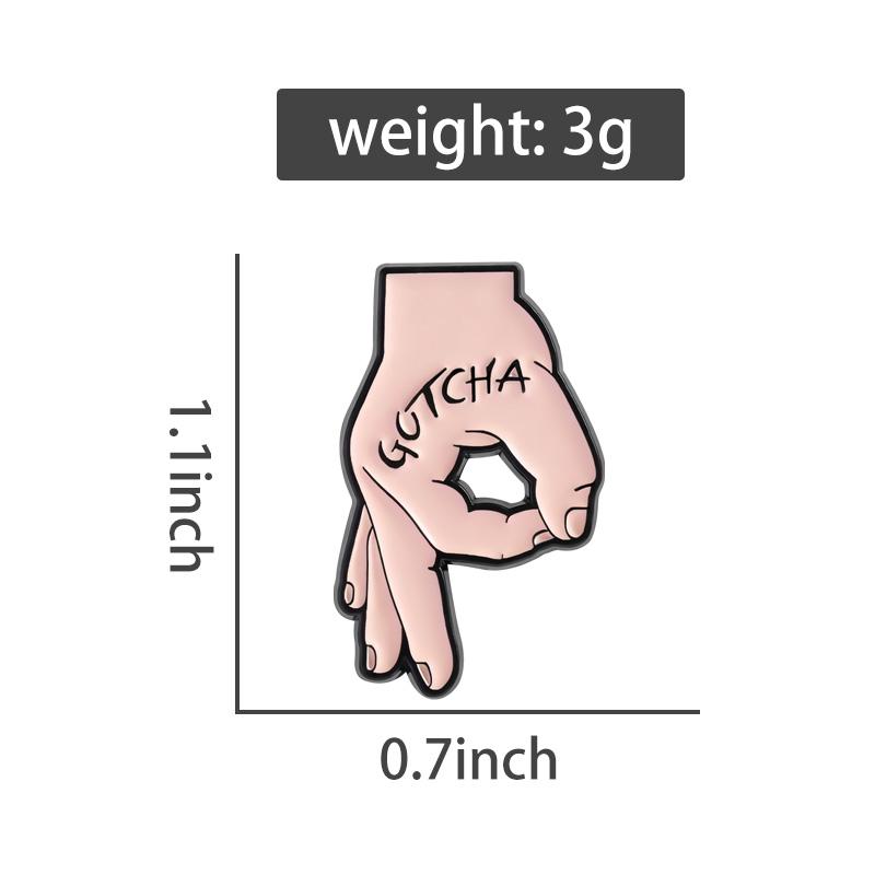 Gotcha Enamel Pins OK Signature Brooches Lapel Badges Clothes Funny Cartoon Hand Quotes Jewelry Gift for Family Friends