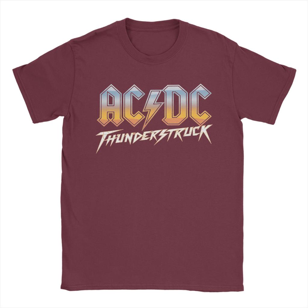 THUNDERSTRUCK AC/DC T-Shirts für Herren, Baumwolle, Vintage-T-Shirts, Rundhalsausschnitt, Kurzarm-Tops, Übergrößen
