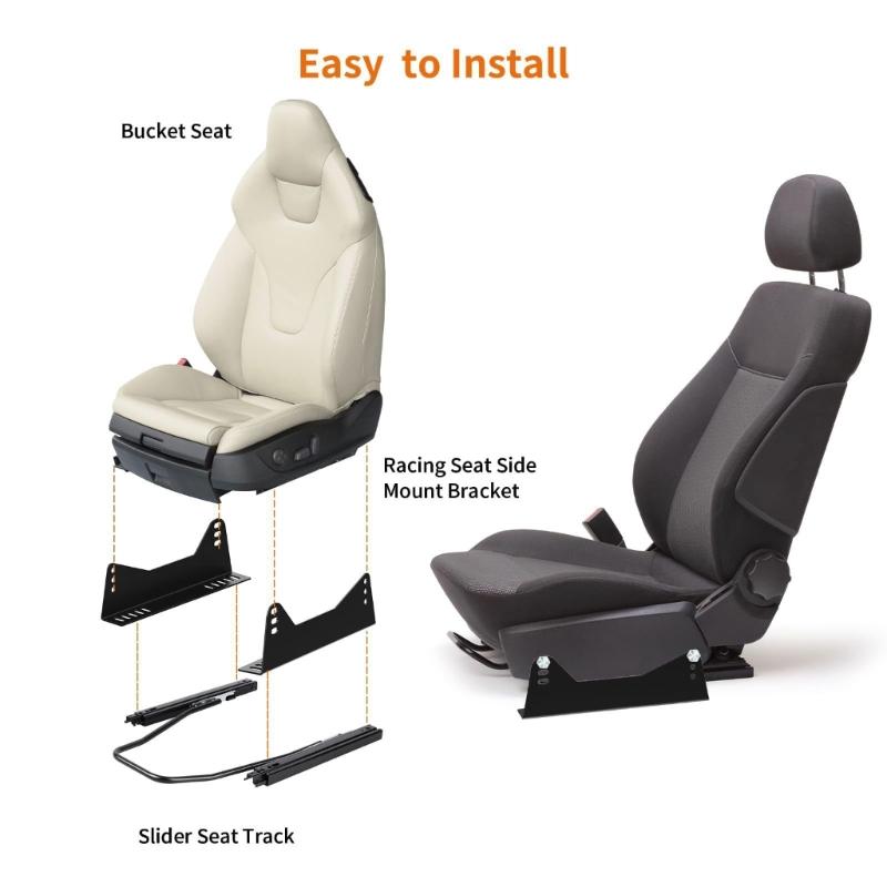 Adjustable Sliding Rail Bracket Set Designed for Bucket Race Seat Providing Simple Mounting and Rust Preventive Finish