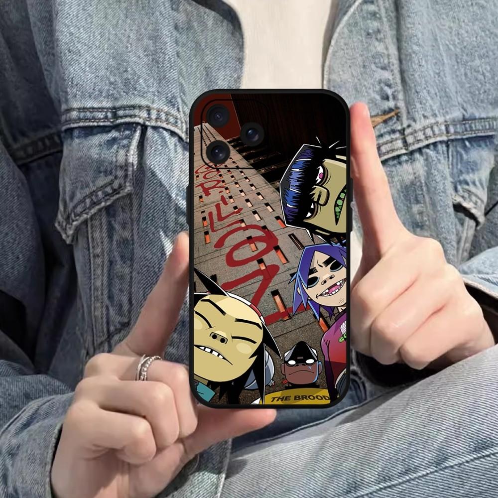 

Чехол для телефона Rock Band Gorillaz для iPhone Mini 11 12 13 14 15 Pro XS Max X Plus SE XR, черный мягкий корпус iPhone13