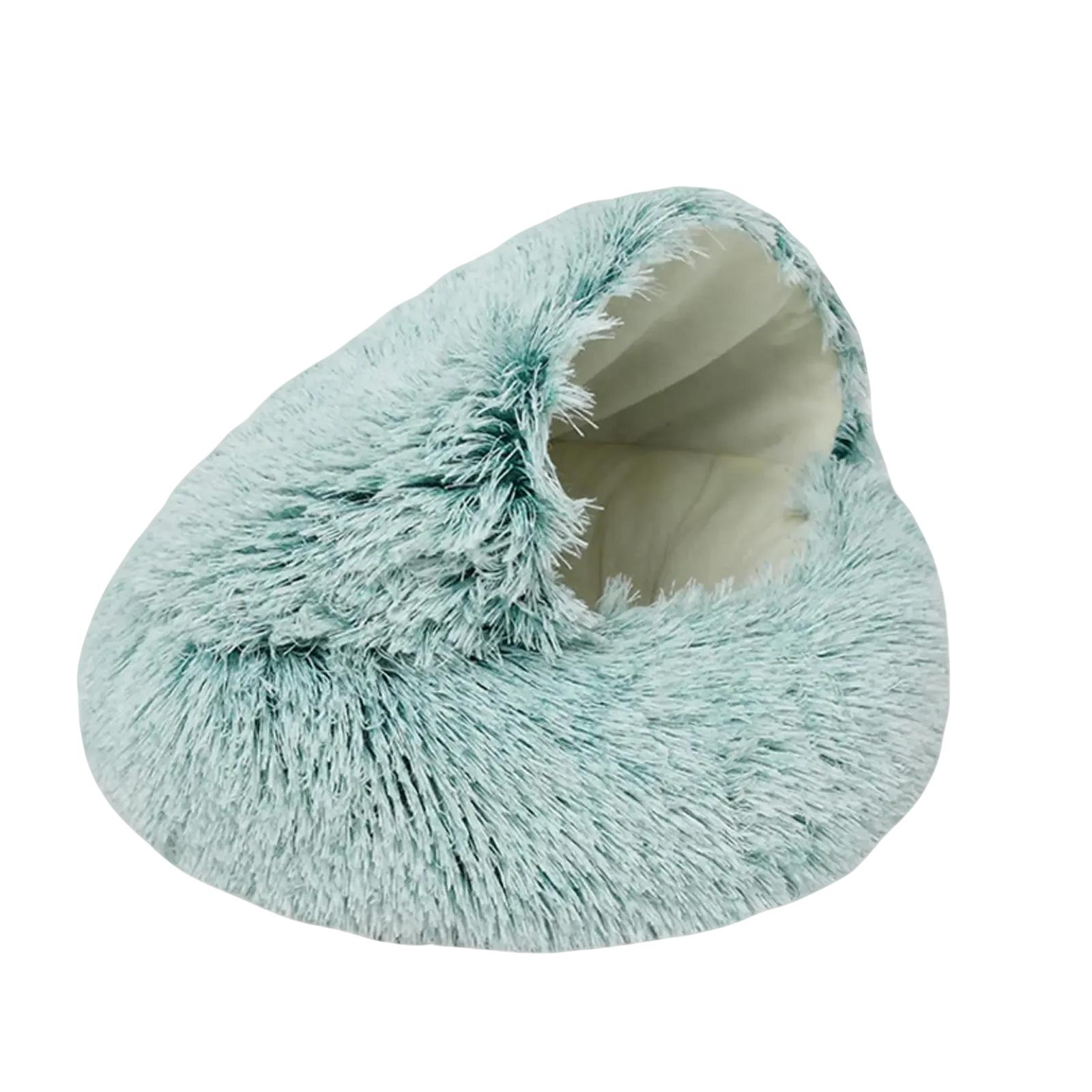 

Short-Pile Plush Hooded Pet Bed, Warm Semi-Enclosed Pet Bed, Suitable For Indoor Use, Comfortable Pet Bed, Also Suitable For Small Dogs, Non- Bottom. S зелений