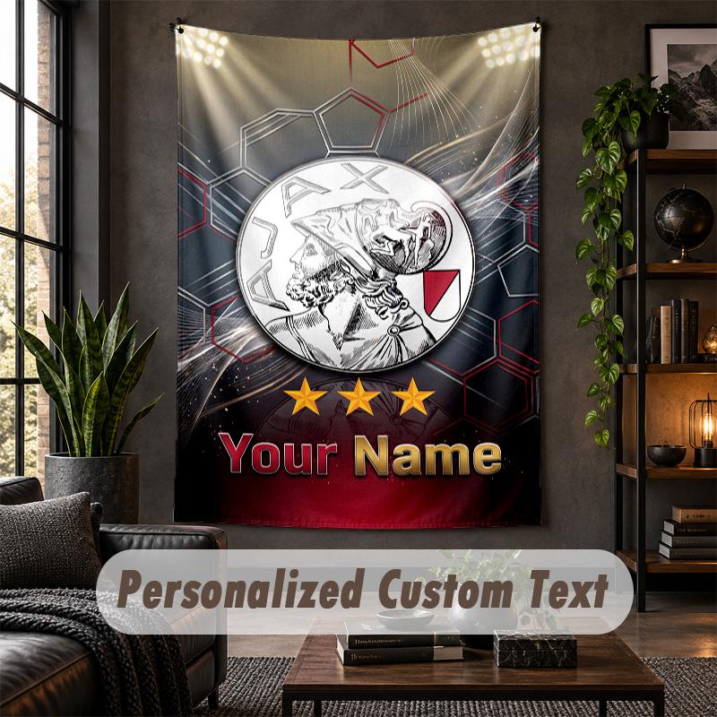 Personalized Wall Tapestry,Ajax Amsterdam Custom Text, Soft Fabric Wall Art For Indoor Decoration
