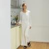 Mellanijoi Mj_Slim-Fit Pleated Neckline Two Piece Pajamas_White