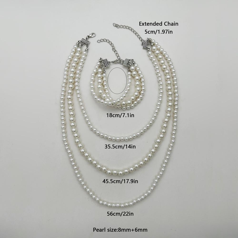 Accessories Cold Wind Retro Beaded Multi-layer Necklace Necklace Imitation Pearl Niche Design Necklace Female