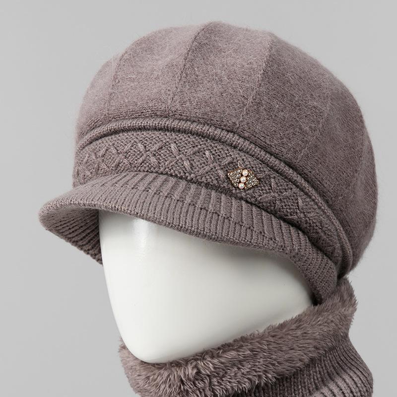 Kaninchenfell Strickwollmütze Kinder Herbst und Winter Vielseitig Winter Warm Kaltmütze Schirmmütze