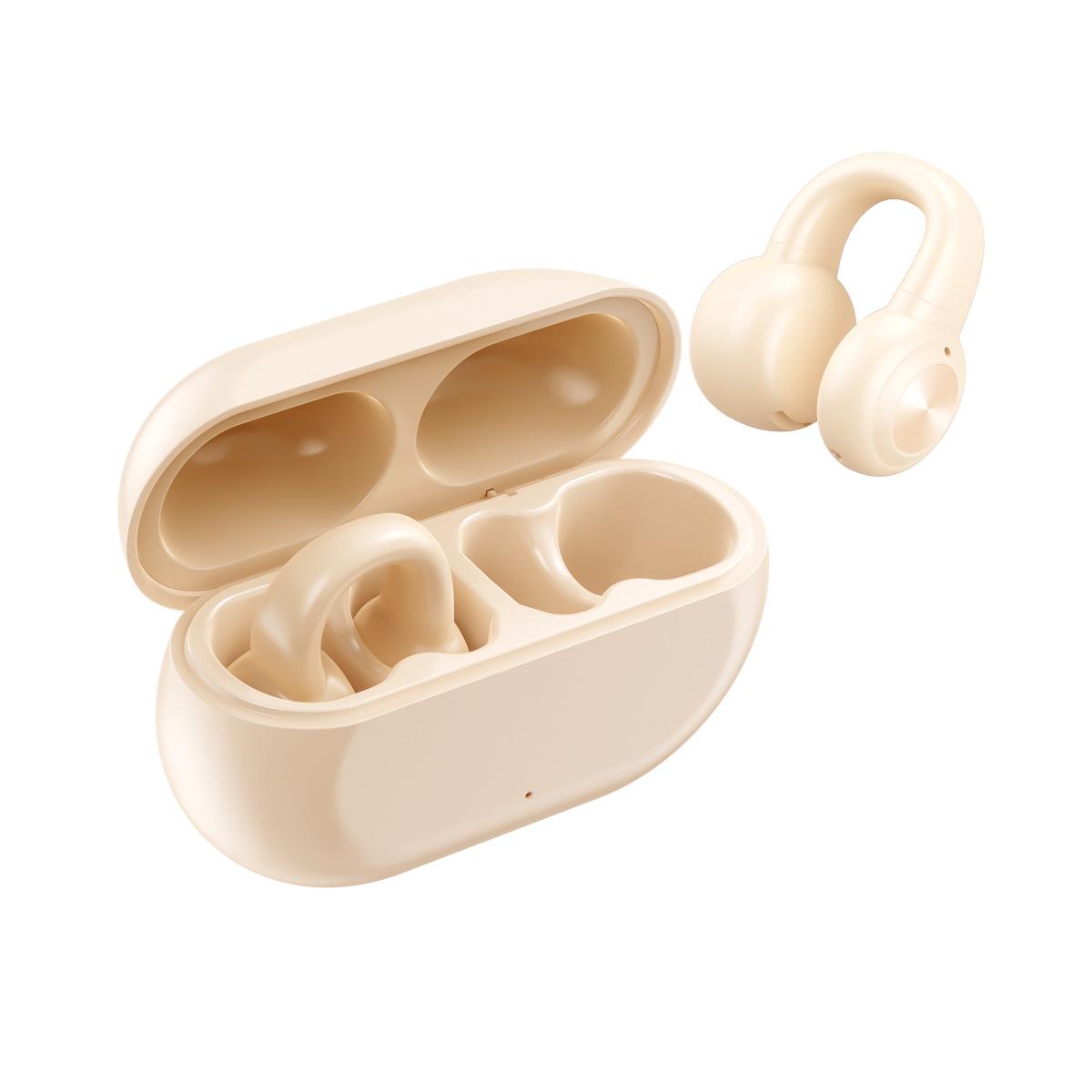 

Новые беспроводные спортивные наушники Bluetooth с костной проводимостью и ушными клипсами бежевый