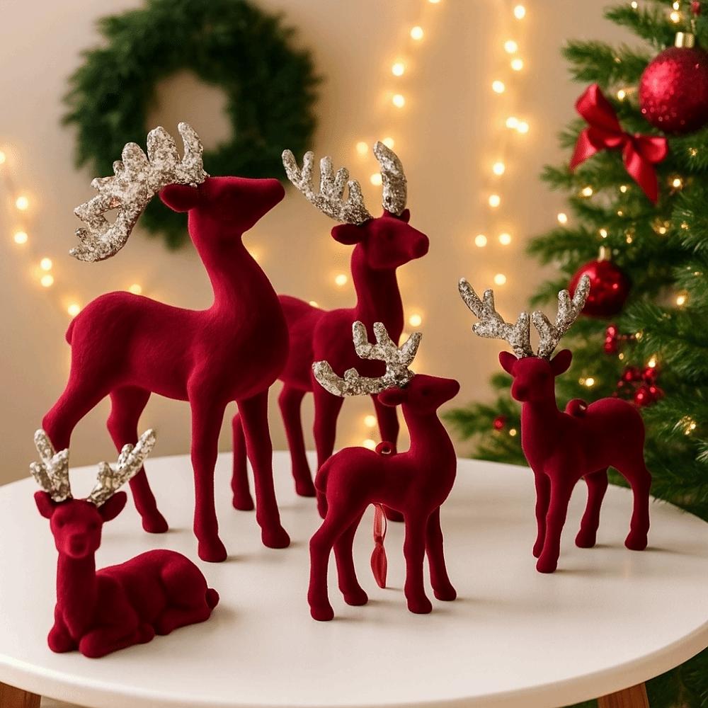 Wine Red Christmas Reindeer Ornaments Hanging  Pendant Elk Ornament Deer Ornaments  Xmas Party
