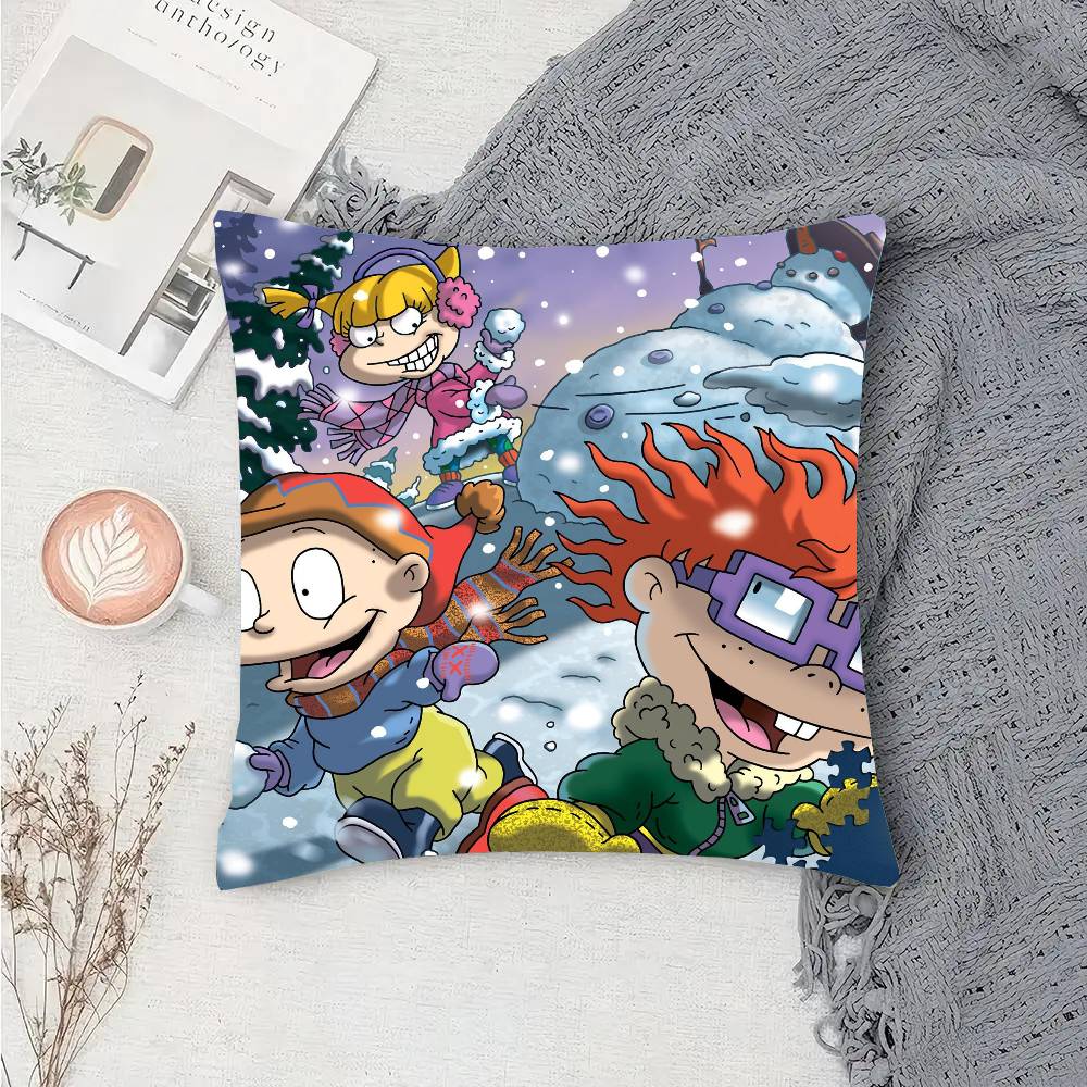 Cartoon R-Rugrats Anime Pillow Case Fashion Square Pillowcase Bedroom Sofa Room Ins Decoration Leisure