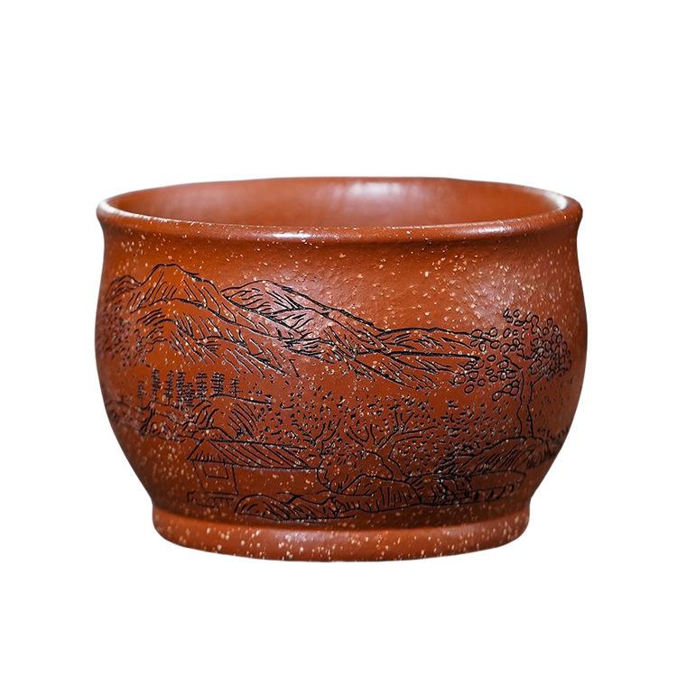 

150ml Yixing Purple Clay Landscape Teacup Elegant Tea Bowl Mug Tea-tasting Smelling Cup Chazhan Master Cups Green Tea Cha Craft