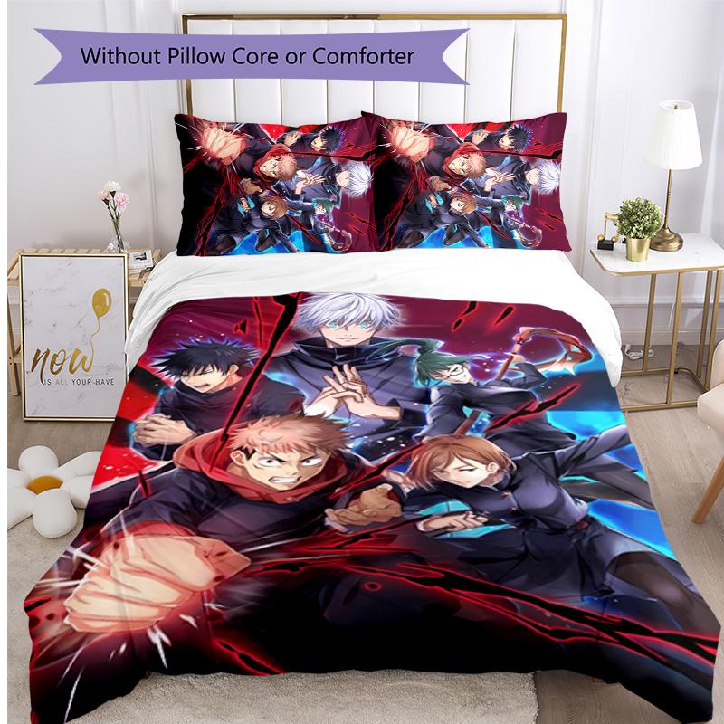 Jujutsu Kaisen Printed 3PCS Bedding Set Soft Breathable Duvet Cover Pillowcases Set Washable Bedroom Decor Home Gift