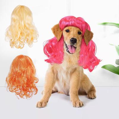 Natürliche Perücke Lustiges Haustier Hundehaar Kopfbedeckung Lockiges Haar